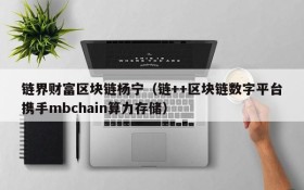 链界财富区块链杨宁(链++区块链数字平台携手mbchain算力存储)